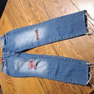 DRIFTWOOD JEANS Womens 26 BLUE JACKIE High Rise DENIM Preowned Raw Hem Used
